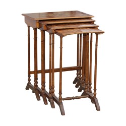 Set of nesting tables (4 pieces) in marquetry wood,