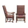 Pair of Louis XIII armchairs with hand-carved cuffs … - Moinat - Armchairs