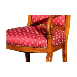 Louis-Philippe style armchair with stock, covered in fabric