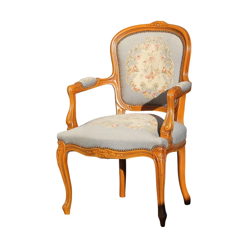 路易十五风格的敞篷扶手椅，表面覆盖着织物 - Moinat - 扶手椅