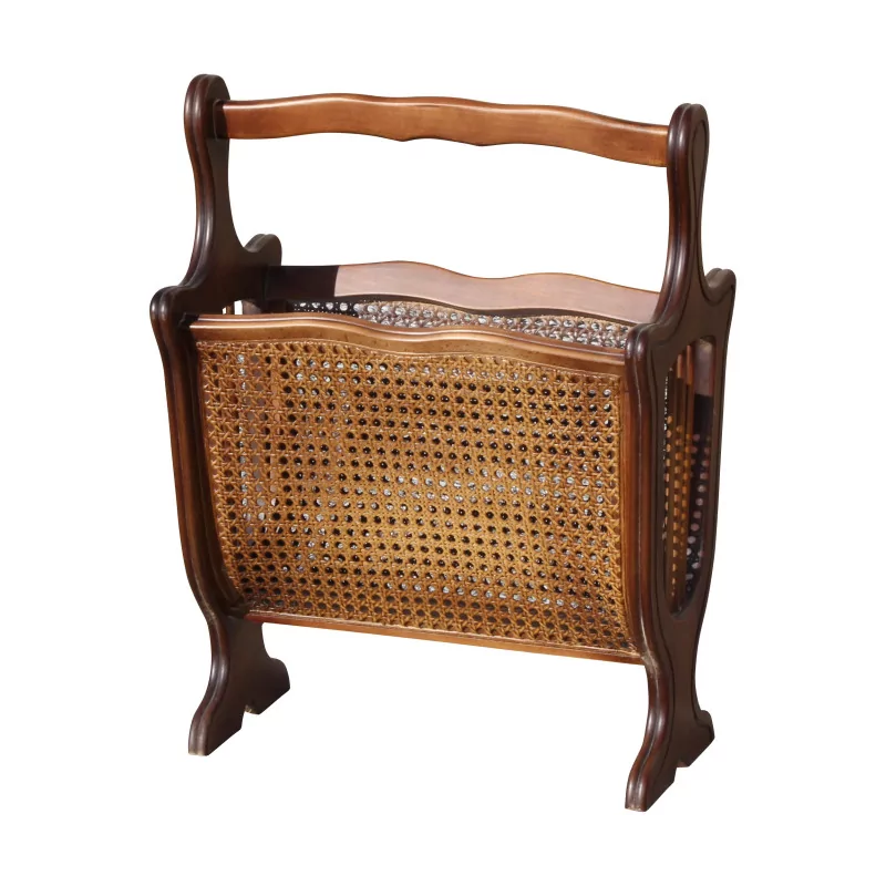 Newspaper rack in caned wood Italy, 20th century - Moinat - End tables, Bouillotte tables, Bedside tables, Pedestal tables