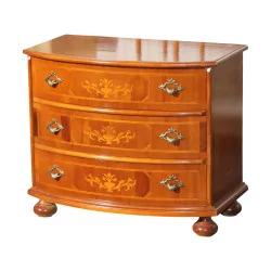 Bedside table, small chest of drawers with 3 veneer drawers and
