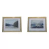 Paar Aquarelle unter Glas rechts unten signiert Auguste … - Moinat - Gemälden - Landschaften