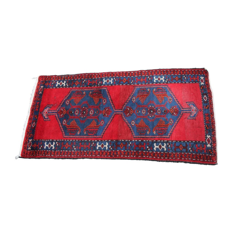 Rectangular rug in red, blue and white. 20th century - Moinat - Rugs Rectangular rug in red, blue and white. 20th century - Moinat - Rugs