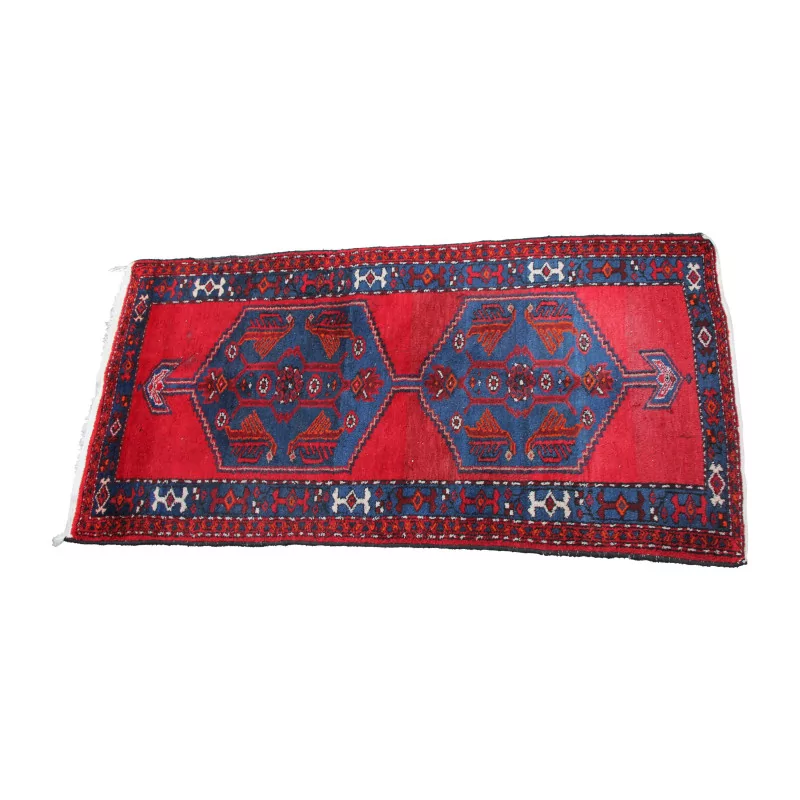 Rectangular rug in red, blue and white. 20th century - Moinat - Rugs