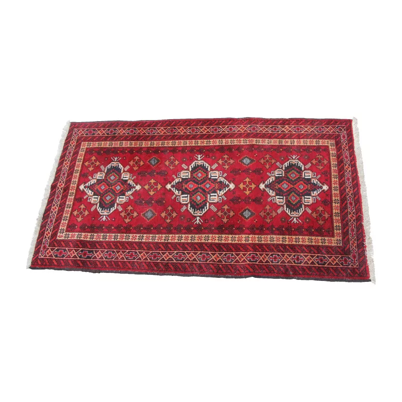 Tapis rectangulaire coloris rouge, noir, beige, marron et … - Moinat - Tapis