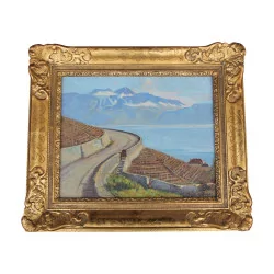Oil on wood painting signed lower right Robert Edouard...
