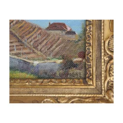 Oil on wood painting signed lower right Robert Edouard...
