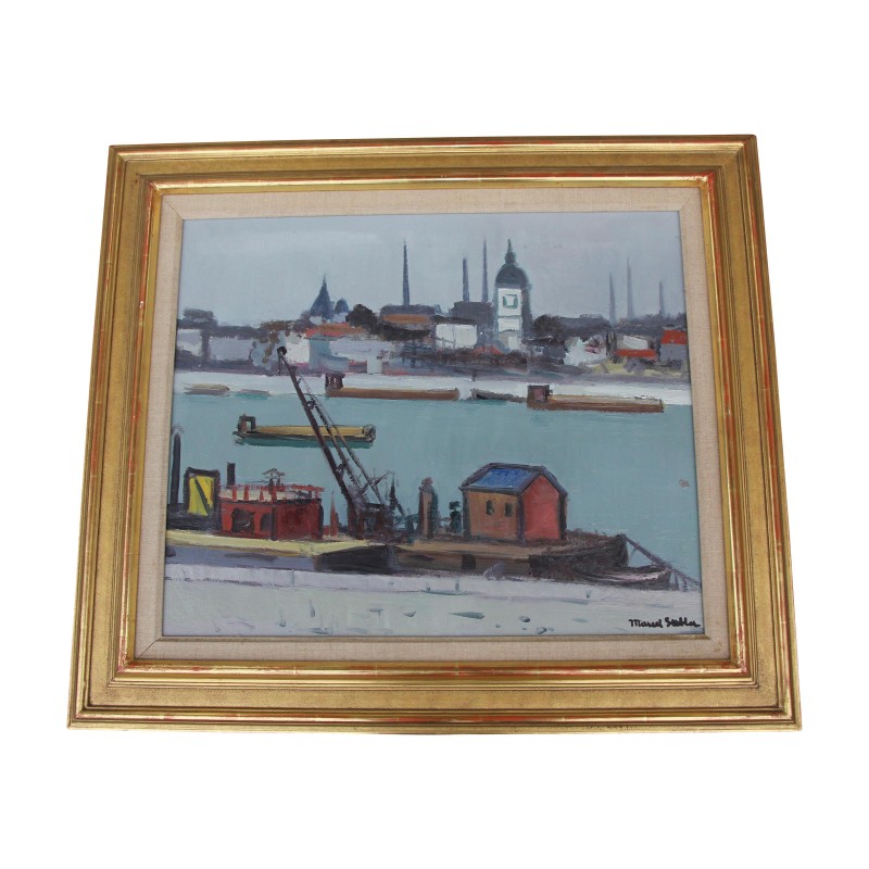 Tableau huile sur toile avec cadre signé en bas à droite - Moinat - Tableaux - Paysage Tableau huile sur toile avec cadre signé en bas à droite - Moinat - Tableaux - Paysage