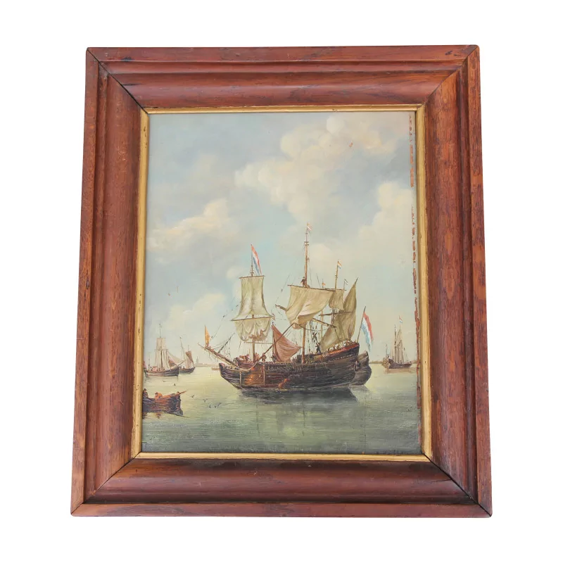 Tableau huile sur bois - Marine - avec cadre signé en bas à … - Moinat - Tableaux - Marine