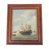 Oil painting on wood - Marine - with frame signed lower … - Moinat - Painting - Navy