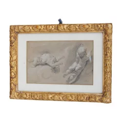 Painting, engraving “Putti”, French school in the style of …