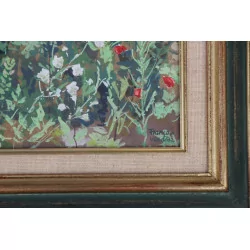 Gouache under glass - The flowers - signed lower right...