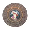 painted plate with sheet metal frame. 20th century - Moinat - Miniature – Medallions