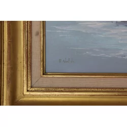Tableau huile sur toile avec cadre signé en bas à gauche par …