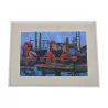 Table oil on wood unsigned - Oil refinery. Towards … - Moinat - Painting - Landscape