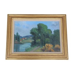 unsigniertes Ölgemälde auf Leinwand - Waldenserlandschaft - …