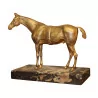 Gilt bronze horse on black marble base, no - Moinat - Bronzes