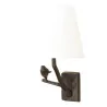 Applique modèle PLUME gauche, en bronze patiné brun abat-jour … - Moinat - Lampes de table