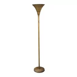 Art - Deco floor lamp in burnished patinated metal. France, 1930 - …