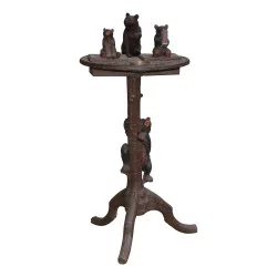 Brienz bear smoking table in carved wood and 3 …