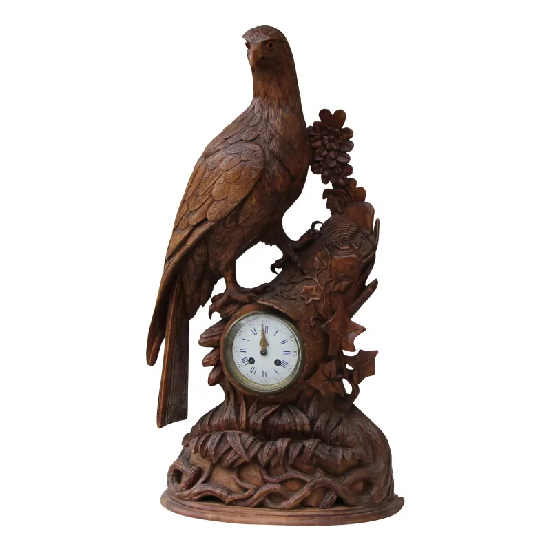 Pendule en bois de Brienz sculpté représentant un aigle, … - Moinat - Brienz