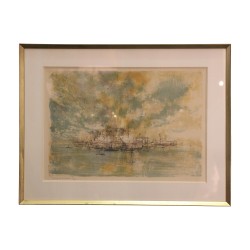 Lithographie unter Glas signiert unten Michel CIRY (1919-2018)