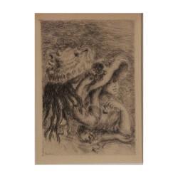 etching under glass, etching signed lower right...