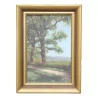 Tableau huile sur toile paysage d'un sous - bois signé en bas … - Moinat - Tableaux - Paysage