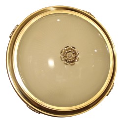 Deckenleuchte aus satiniertem Nickel mit Mustern, mit satiniertem Glas.