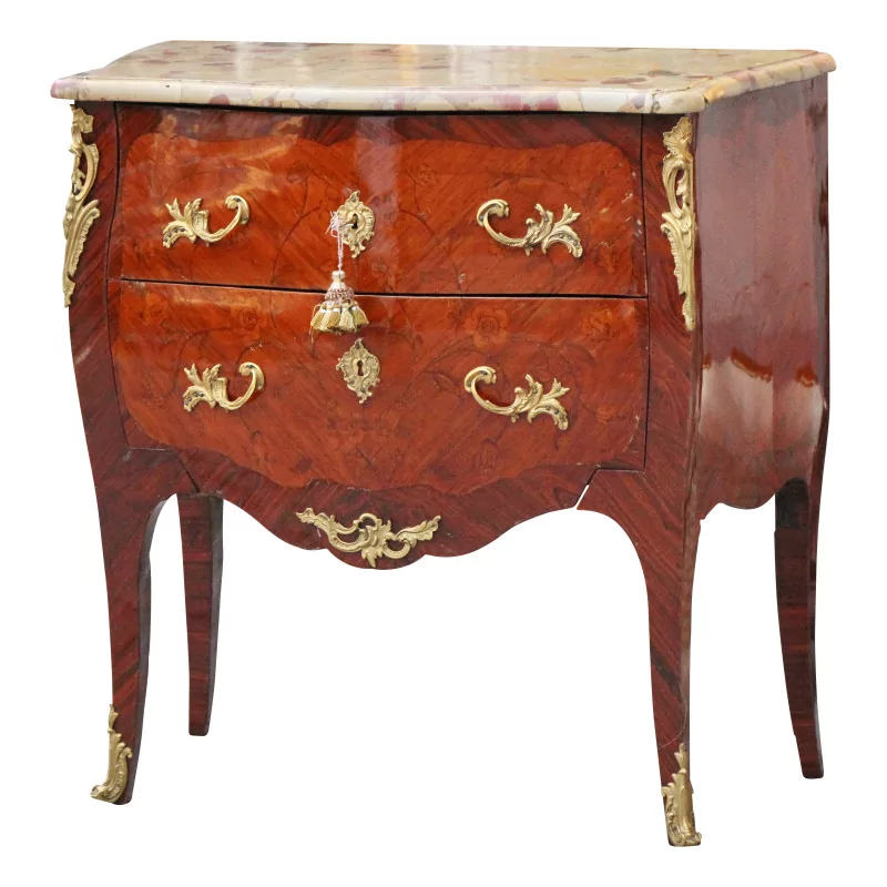 Commode à 2 tiroirs avec 1 clé sans traverse, en marqueterie, … - Moinat - Commodes, Chiffonniers, Semainiers