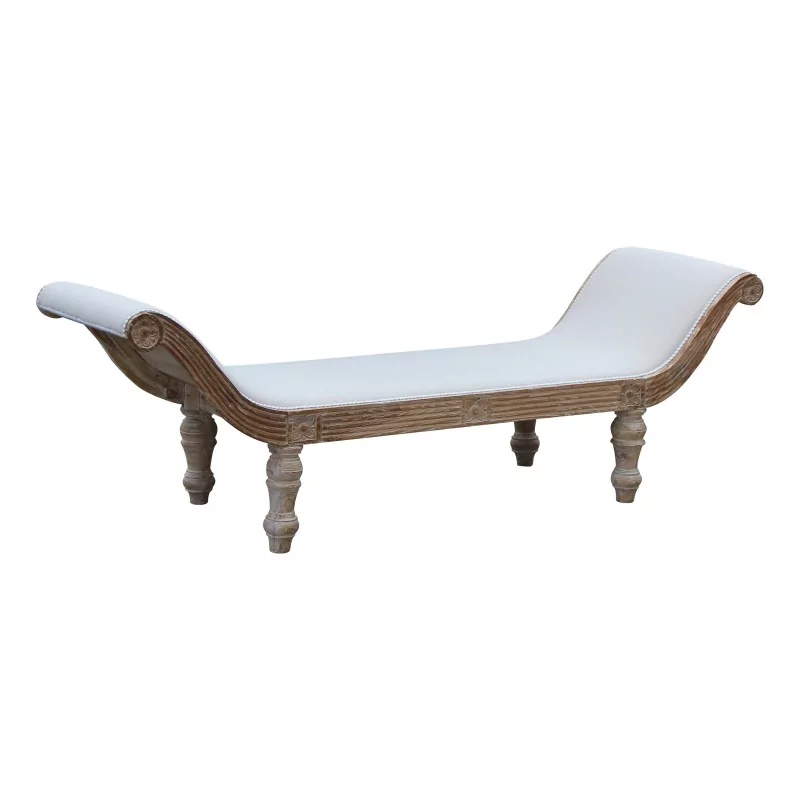 скамейка в деревенском стиле из беленого дерева, обтянутая тканью - Moinat - Табуреты, Сиденья, Пуфы