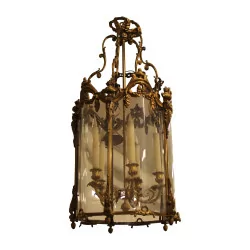 Grande lanterne en bronze doré dans le style Haussmannien, à 5 …