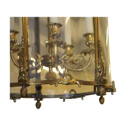Large gilt bronze lantern in the Haussmann style, with 5 …