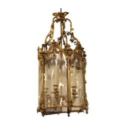 Large gilt bronze lantern in the Haussmann style, with 5 …