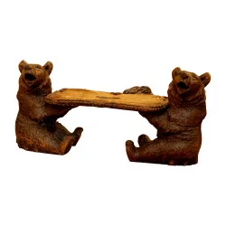 Small Bear bench in carved wood, work of Brienz from the period …