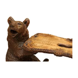 Petit banc Ours en bois sculpté, travail de Brienz d'époque …