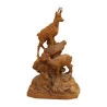 Sculpture en bois de Brienz - Des chamois sur rocher - non … - Moinat - Brienz