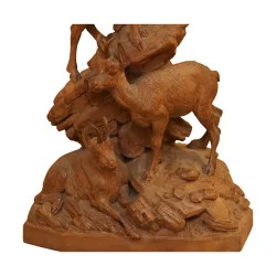 Sculpture en bois de Brienz - Des chamois sur rocher - non …