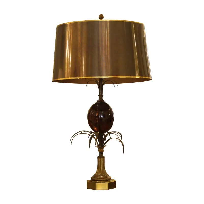 Lampe signée Charles en bronze et oeuf en résine fractale - Moinat - Lampes de table Lampe signée Charles en bronze et oeuf en résine fractale - Moinat - Lampes de table