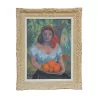 Grand tableau huile sur toile - Femme aux oranges - signé en … - Moinat - Tableaux - Portrait