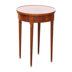 Louis XVI style pedestal table in cherry wood with 2 drawers and 2 …