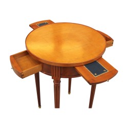 Louis XVI style pedestal table in cherry wood with 2 drawers and 2 …