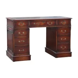 Bureau anglais en bois d'acajou avec dessus écritoire en cuir …