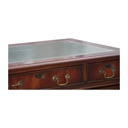 Bureau anglais en bois d'acajou avec dessus écritoire en cuir …