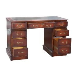 Bureau anglais en bois d'acajou avec dessus écritoire en cuir …