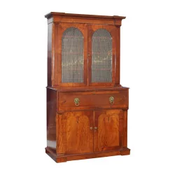 Victorian showcase desk, in mahogany wood mounted on oak, …