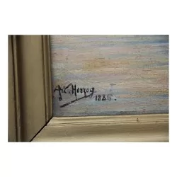 Oil on wood painting signed lower left Arthur Charles