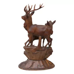 Деревянная скульптура Бриенца - Семья оленей, лань и олененок …