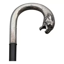Canne en bois avec pommeau en argent 800 en forme de